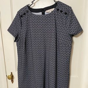 Anne Taylor Loft Short Sleeved Shift Dress Black White Plus Size 18